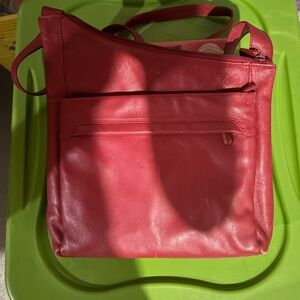 Leather Crossbody Bag in Red